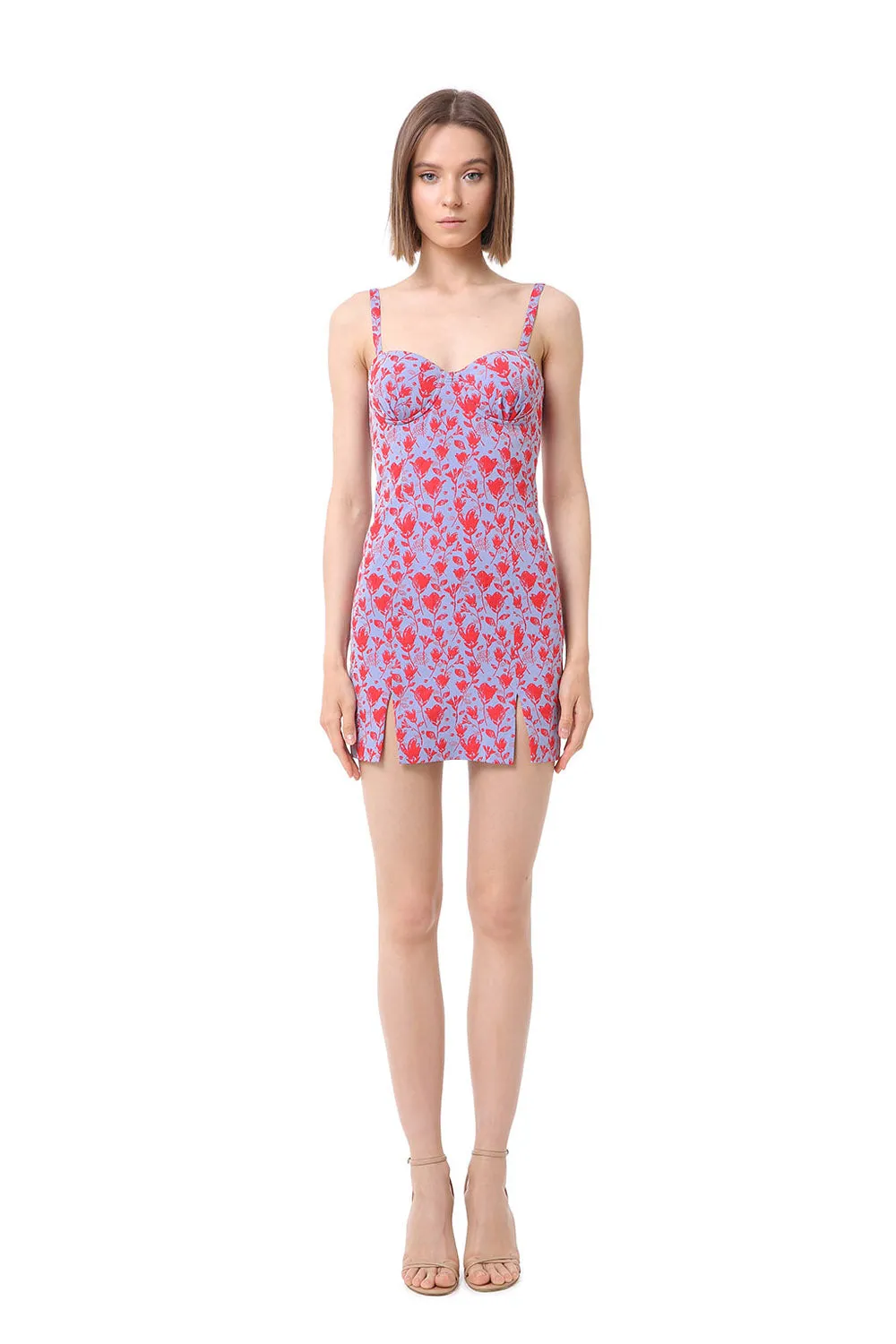 Arely Blue Bustier Mini Dress With Slits