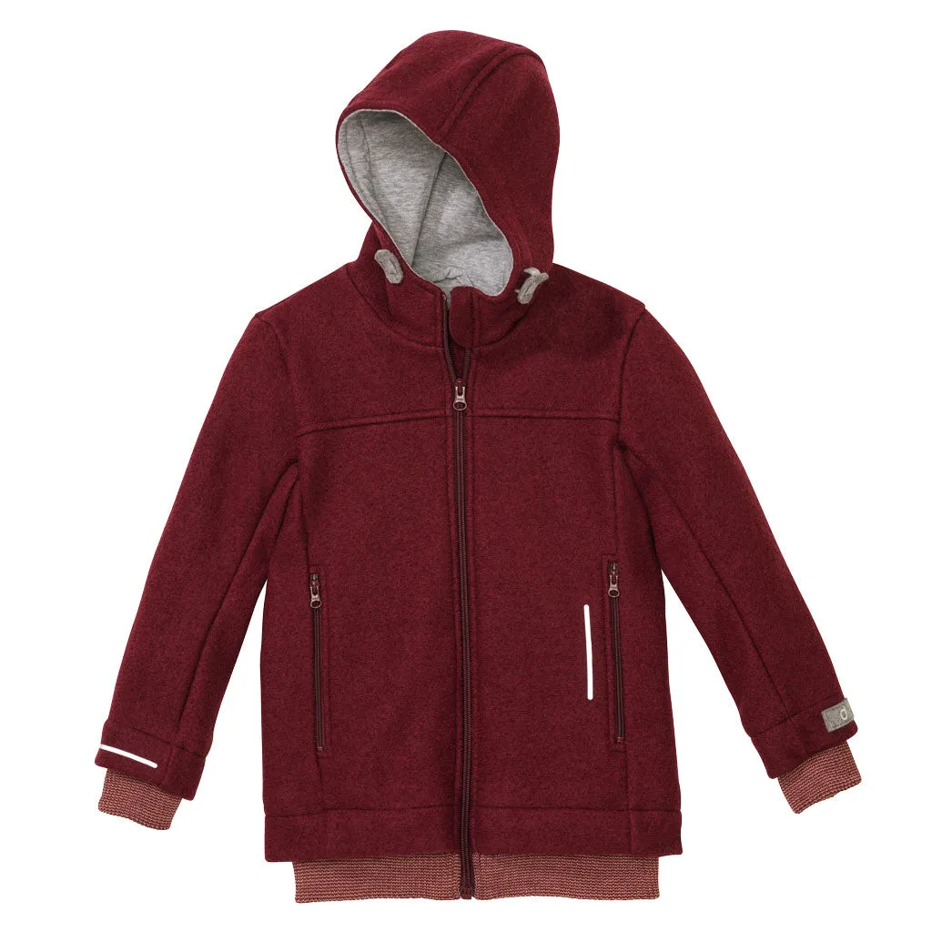 ORGANIC BOILED MERINO WOOL OUTDOOR JACKET - cassis