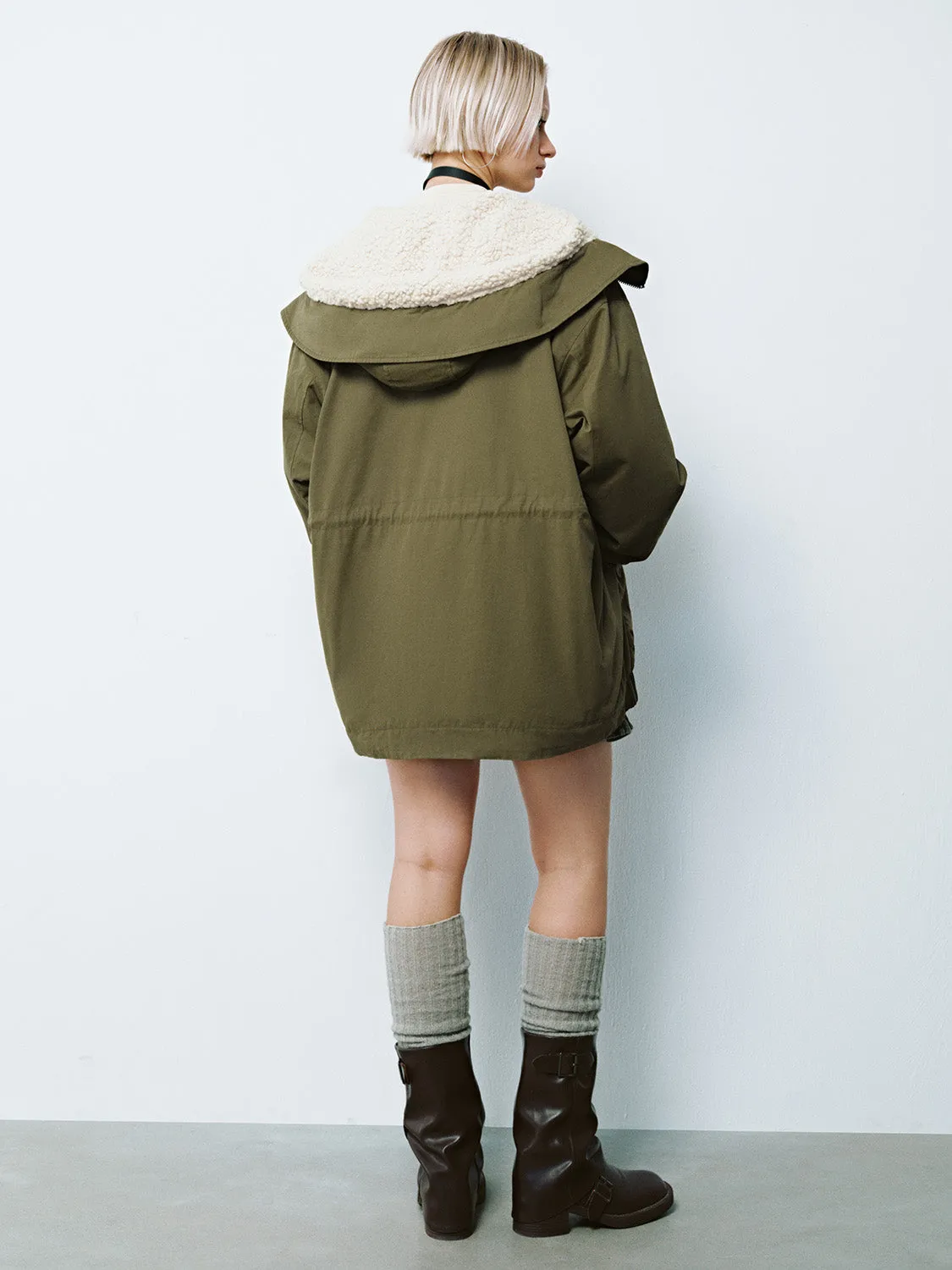 Padded Press Button Shearling Coats