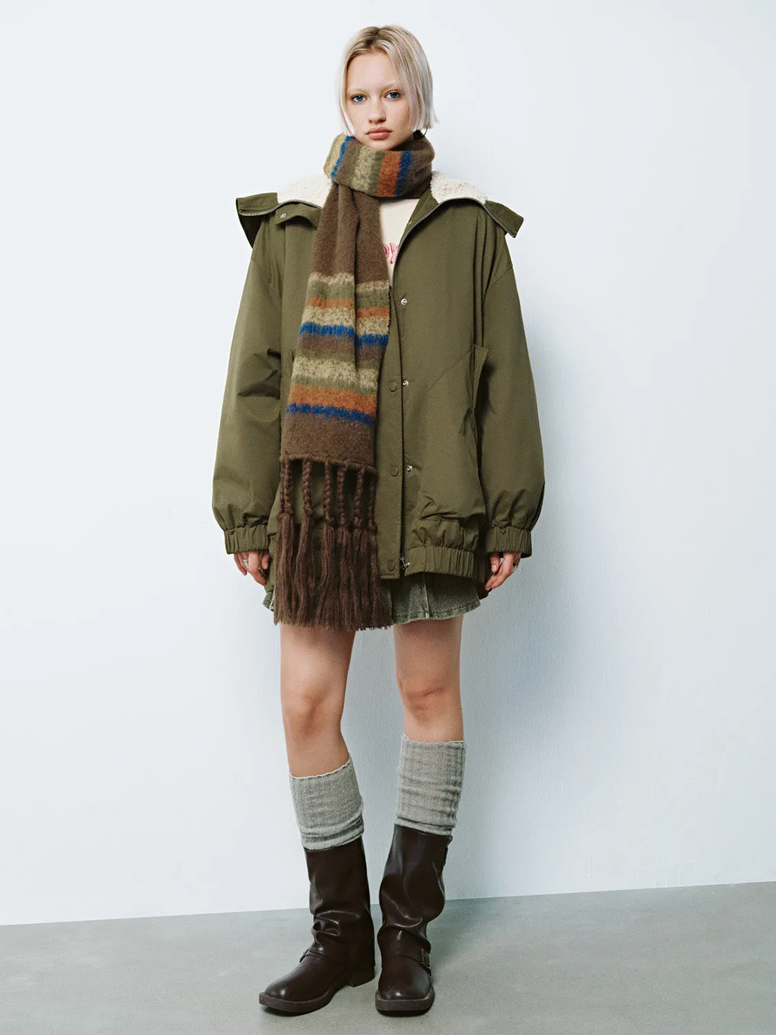 Padded Press Button Shearling Coats