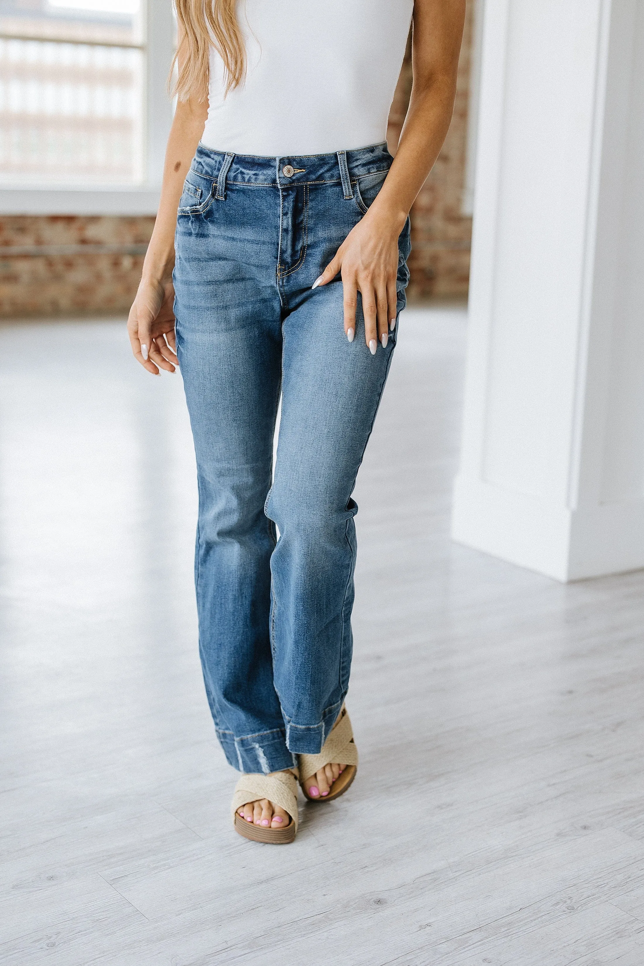 SALE - Conrad Distressed Washed Flare Jean