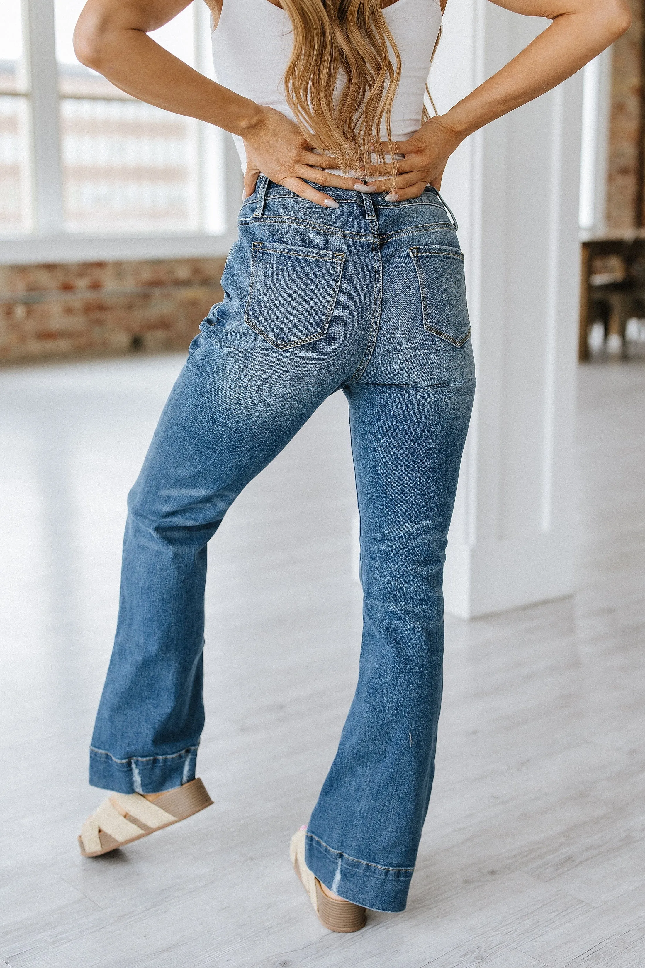 SALE - Conrad Distressed Washed Flare Jean