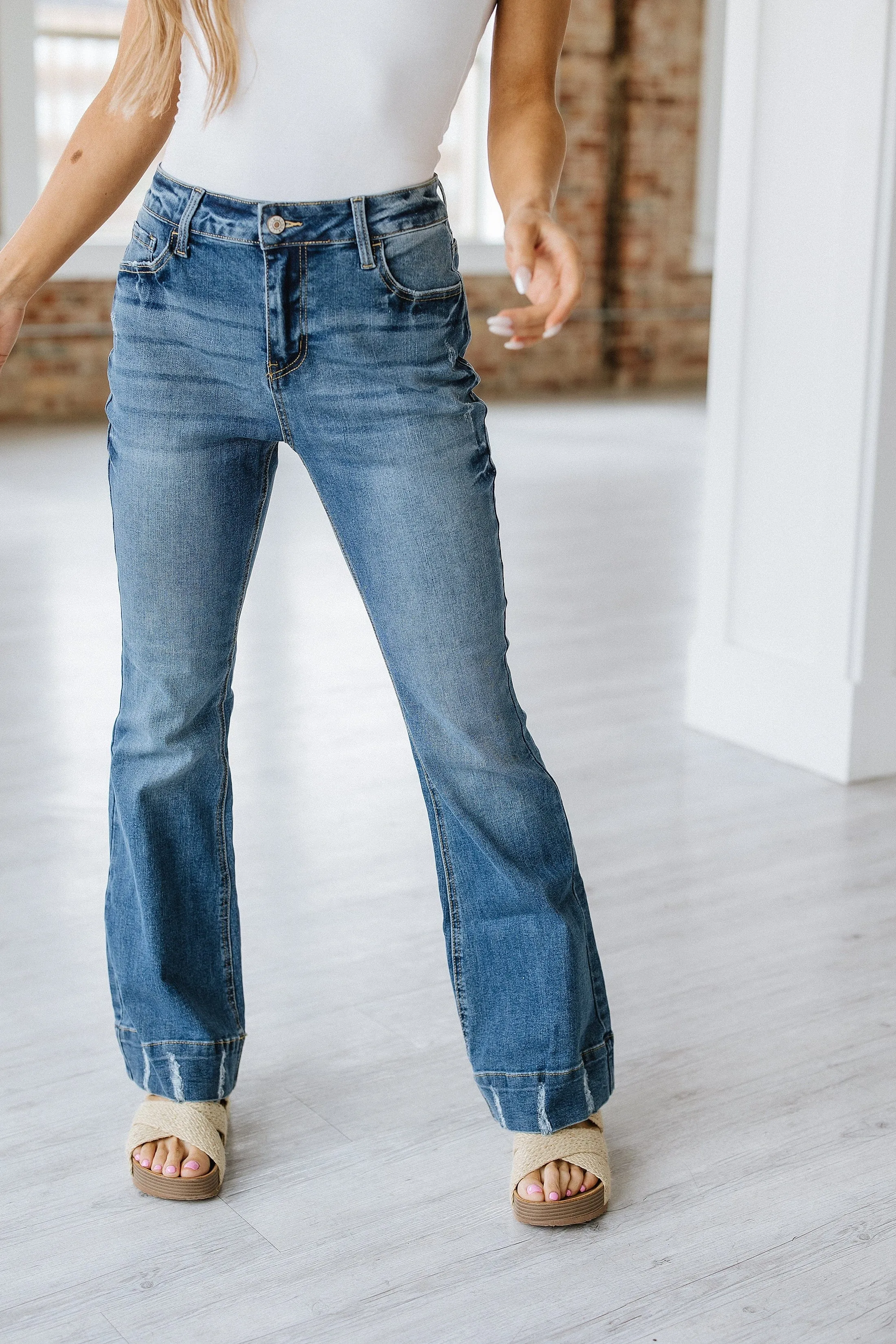 SALE - Conrad Distressed Washed Flare Jean