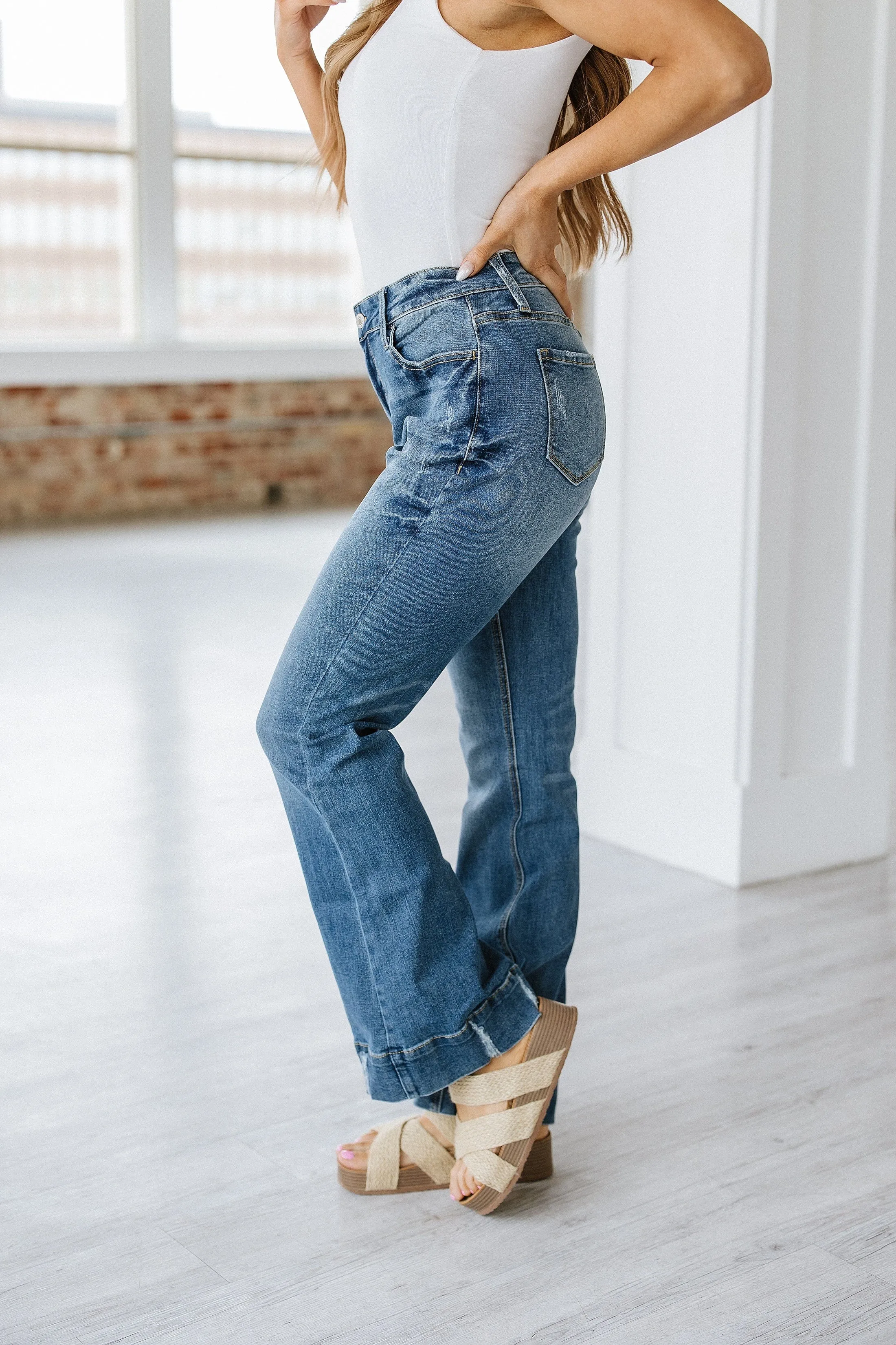 SALE - Conrad Distressed Washed Flare Jean