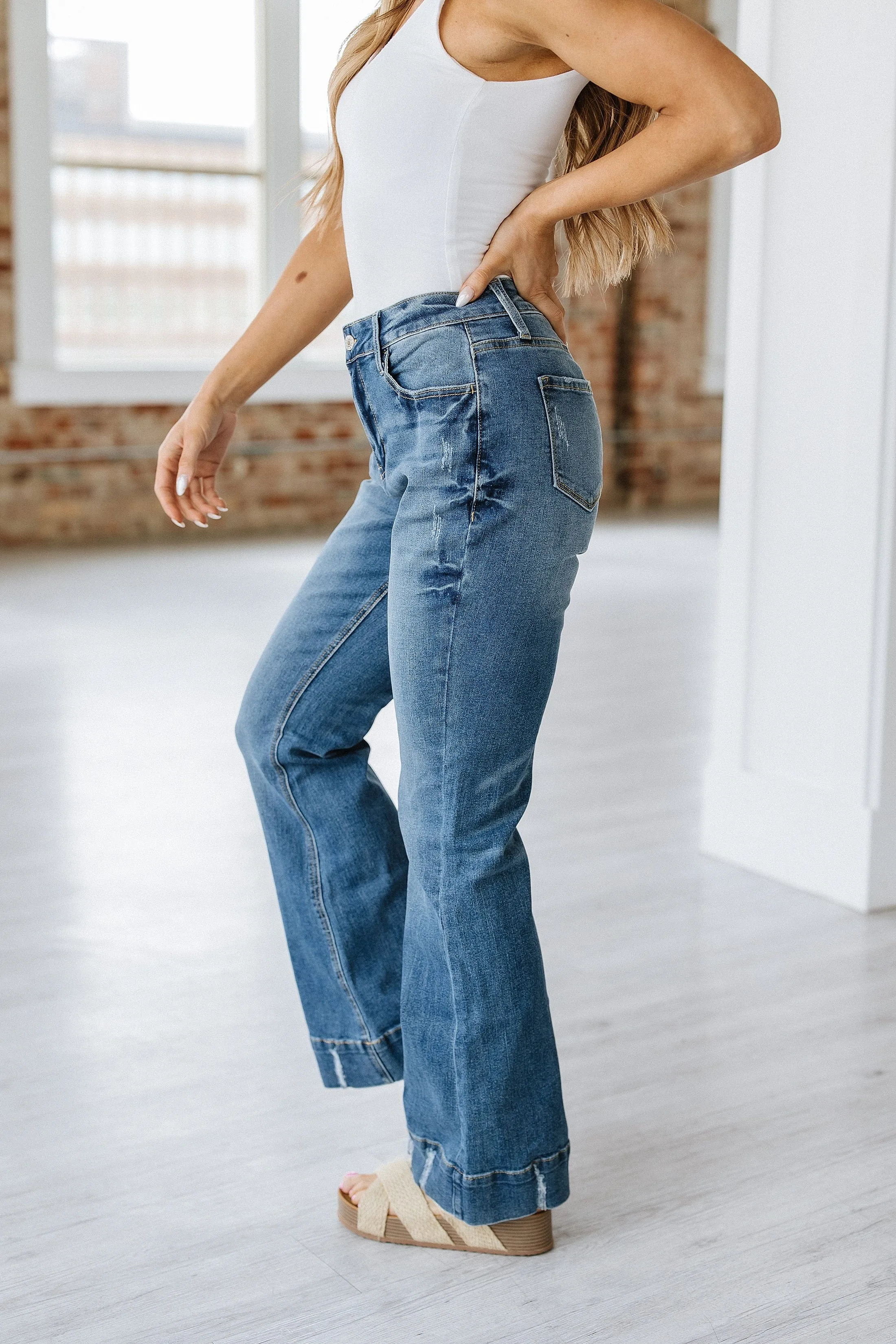 SALE - Conrad Distressed Washed Flare Jean