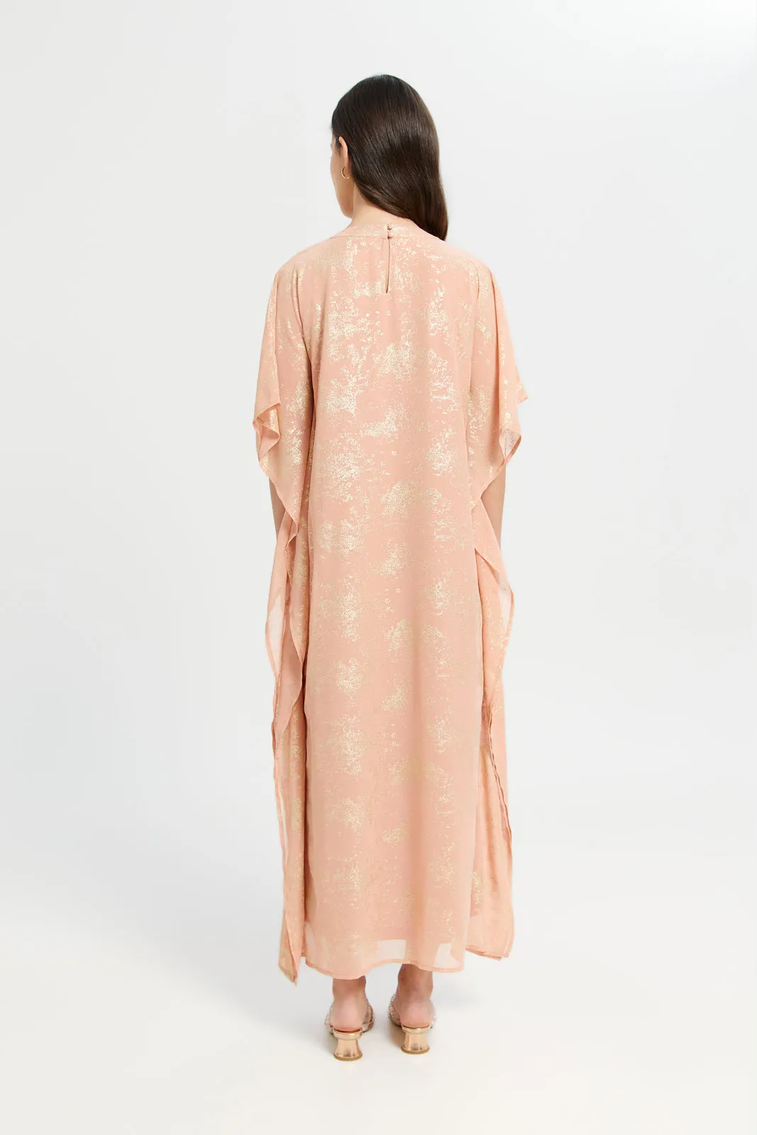 Women Peach Embellished Lurex Katfan